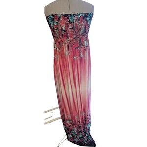 Bebe 2b Y2K touched top jersey knit maxi dress XS Bold Y2K Floral style stretchy